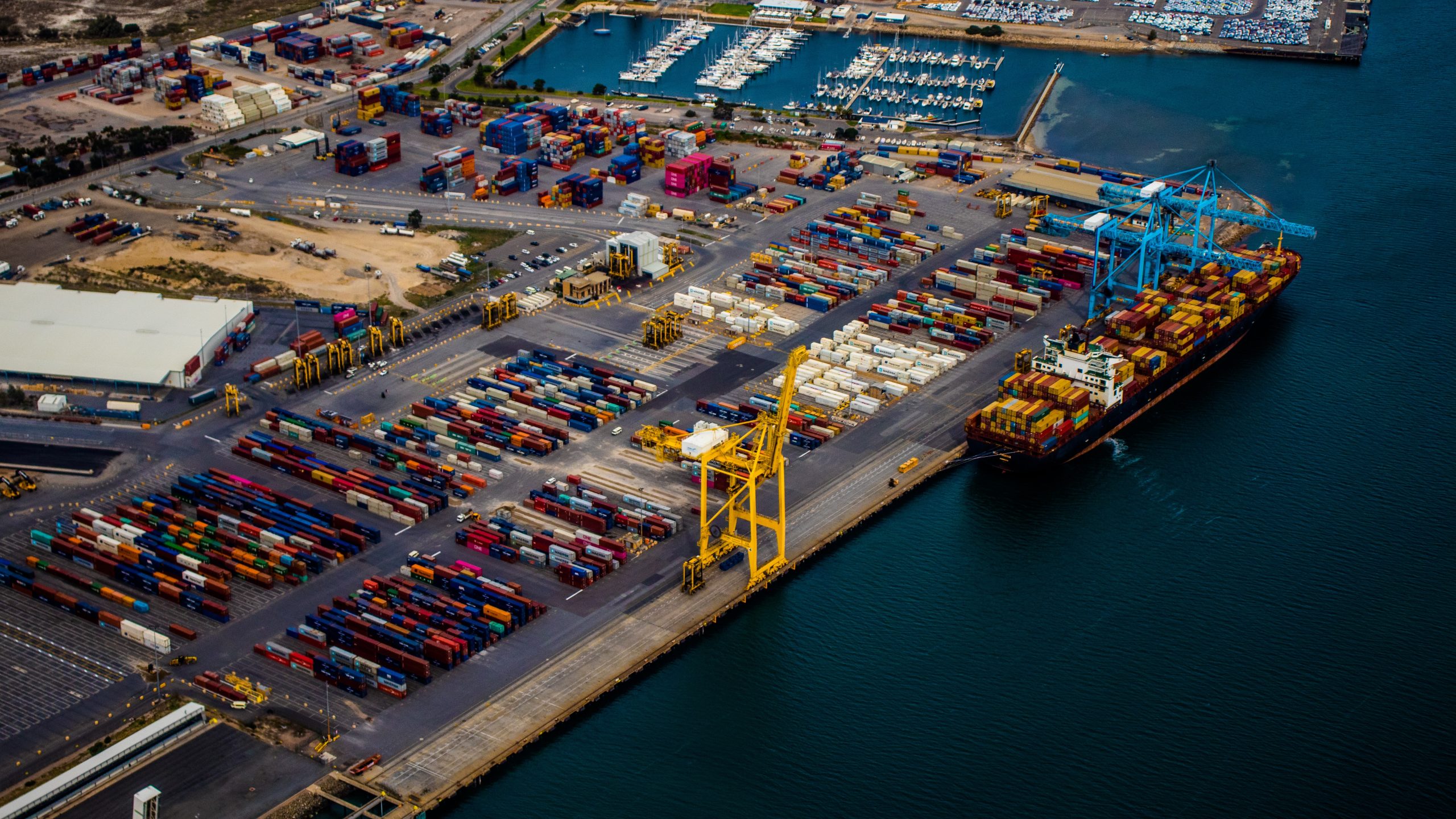 Aerial view of industrial port